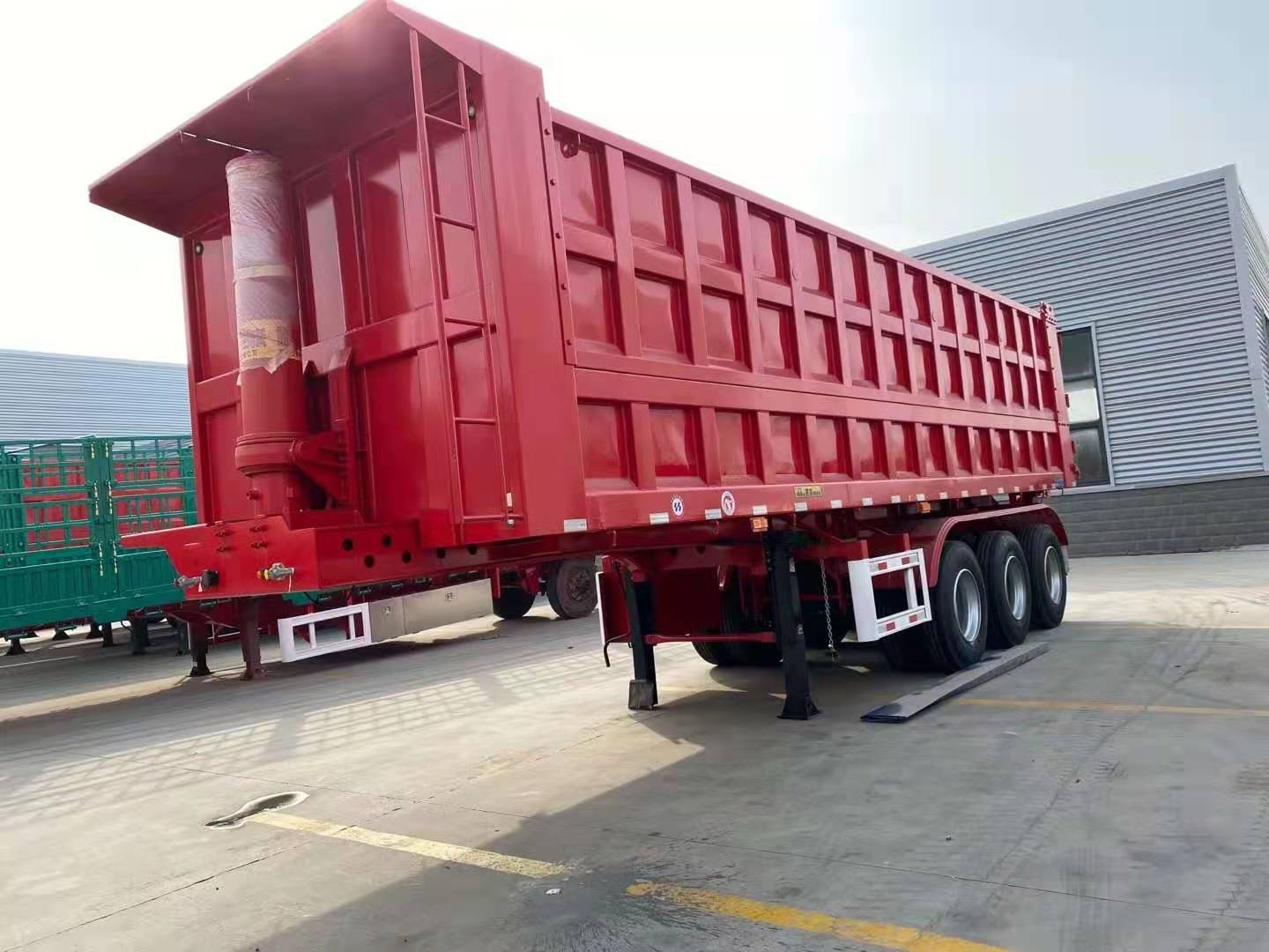 3 Axles 80 Tons End Dump Trailer With Tarpaulin