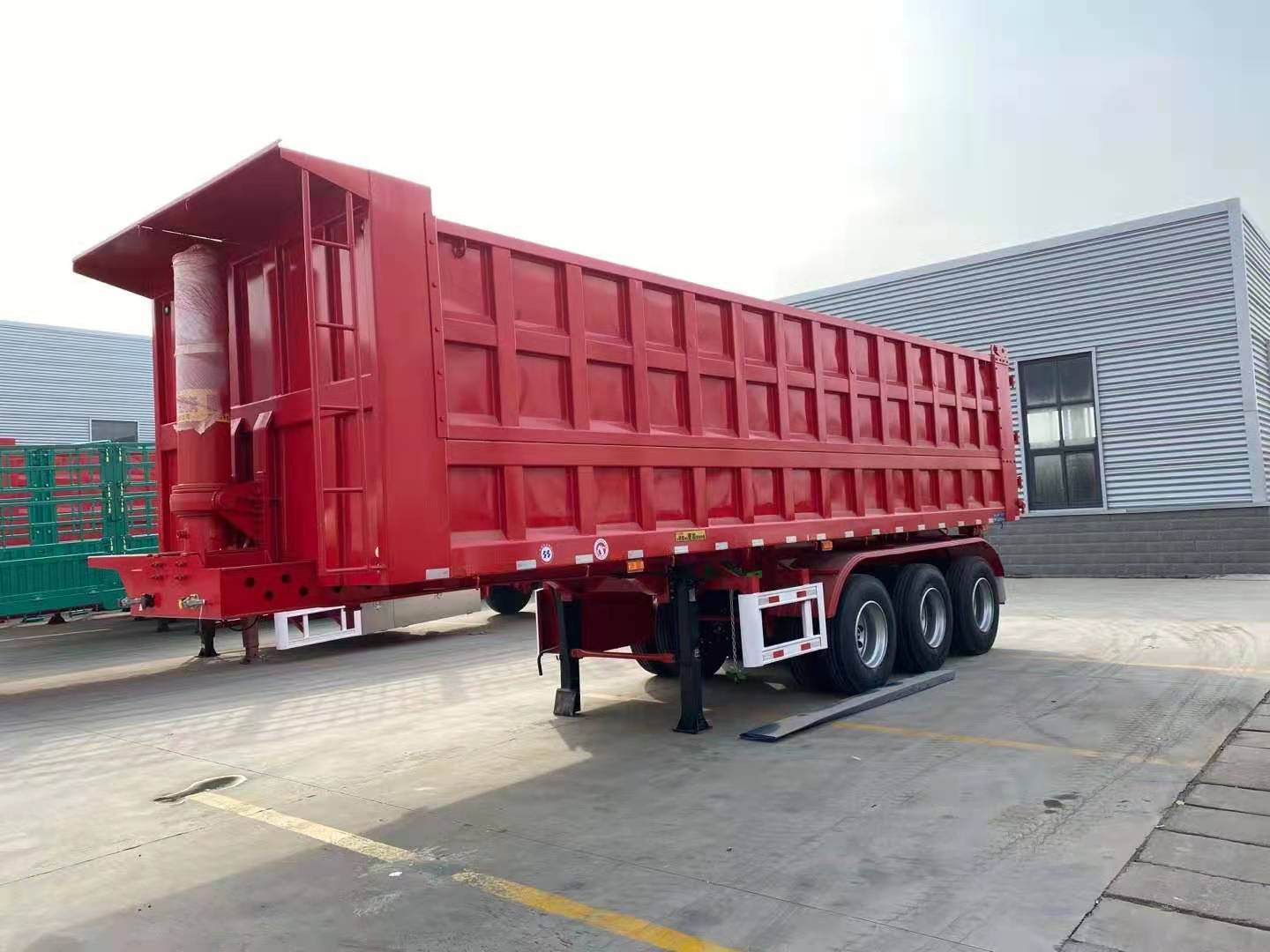 3 Axles 80 Tons End Dump Trailer With Tarpaulin